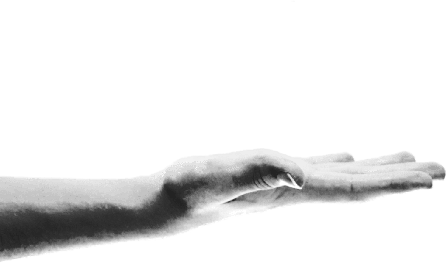 A human hand reaching in from the left.